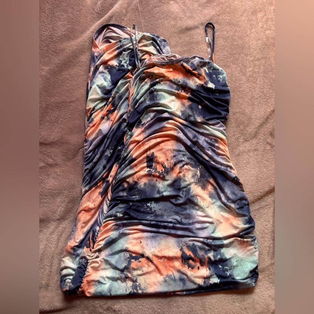 Vibrant Orange and Blue Maxi Dress